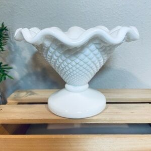 Westmoreland Milk Glass “English Hobnail” Pattern Footed Candy / Trinket Dish.
